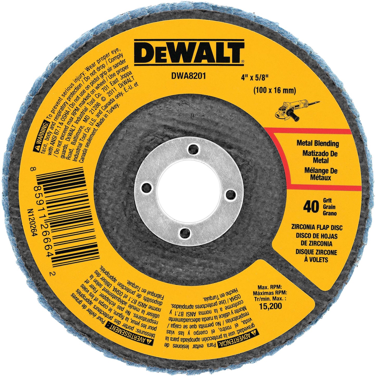 DeWalt DWA8208 80 Grit Zirconia T29 Flap, 4-1/2-Inch X 7/8-Inch
