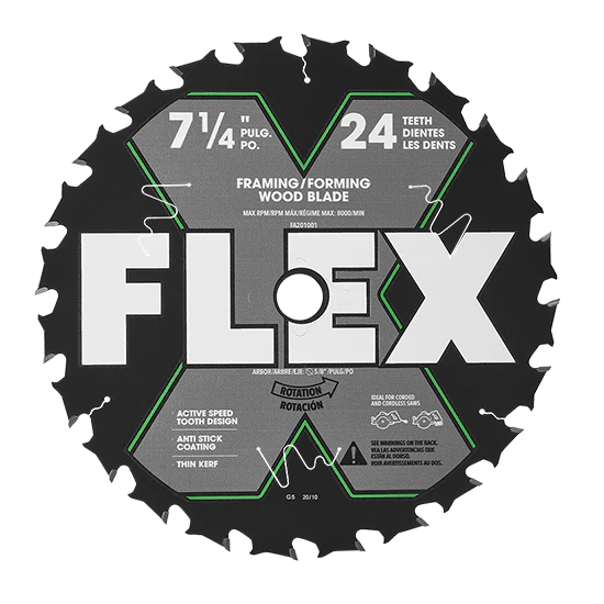 Hoja de sierra circular de carburo FLEX FA201001 de 7-1/4" y 24 dientes
