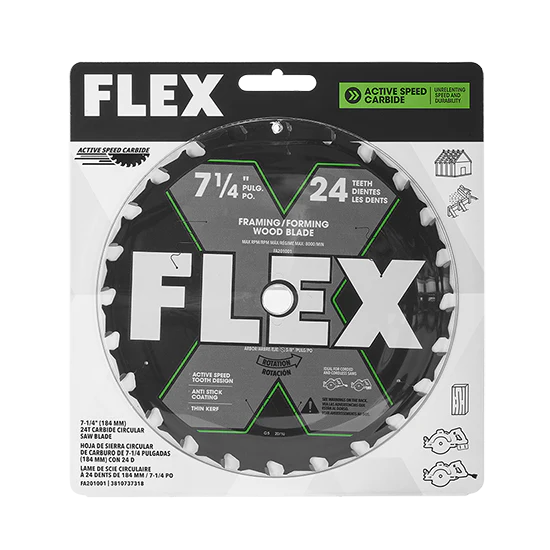 Hoja de sierra circular de carburo FLEX FA201001 de 7-1/4" y 24 dientes