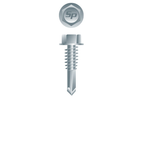 H4 - Strong-Point Unslotted Indented Hex Washer Head, Zinc Plated, 12-24 x 7/8, #4 Point, Box of 4,000