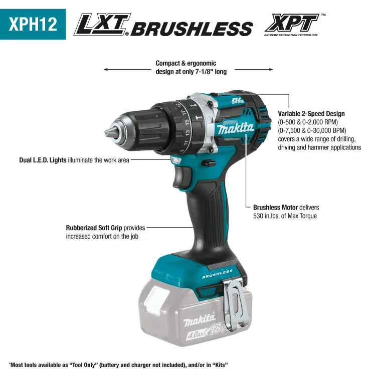 Makita XPH12Z 18V LXT® Compact Brushless 1/2" Hammer Driver-Drill (Tool Only)
