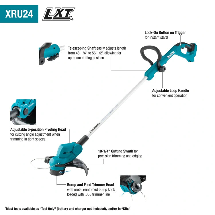 Makita XRU24Z 18V LXT® Lithium‑Ion Cordless String Trimmer, Tool Only