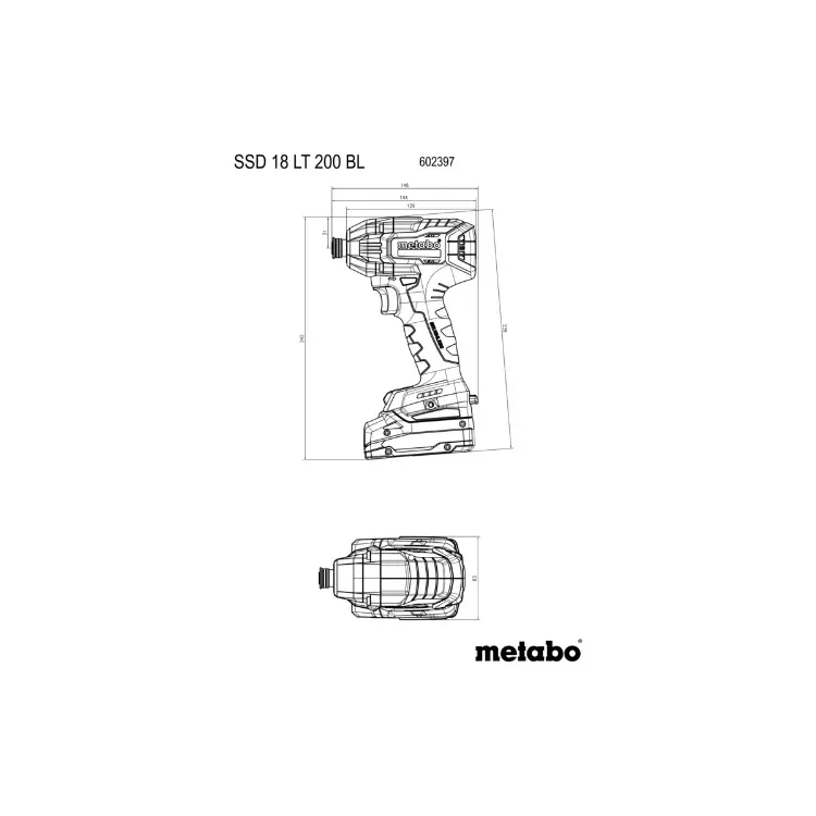 Metabo 602397840 SSD 18 LT 200 BL Cordless Impact Driver (Tool Only)