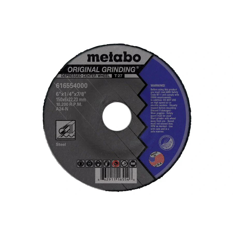 Metabo 655554000 6” Hubbed Original Grinding Wheel Type 27