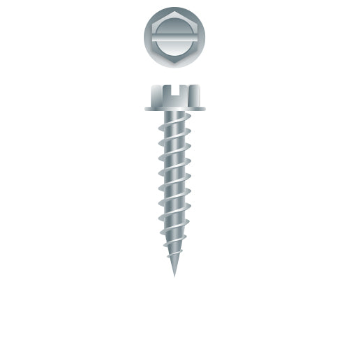 N10485 - Strong-Point Slotted Indented Hex Washer Head, Zinc Plated, 10 x 3, 5/16 A.F. #10 Head, Box of 1,500