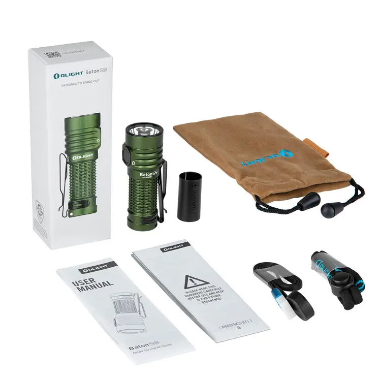 OLIGHT BATONTURBOODGRGL Baton Turbo Compact EDC Flashlight with 510m Long-Range Beam - OD Green