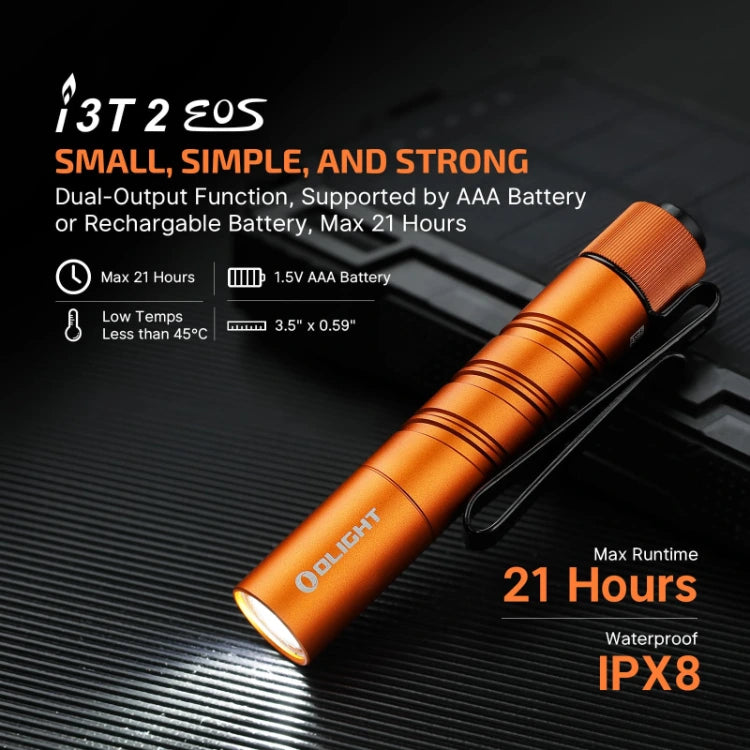 OLIGHT I3T2OG i3T 2 EOS Small EDC Flashlight - Orange
