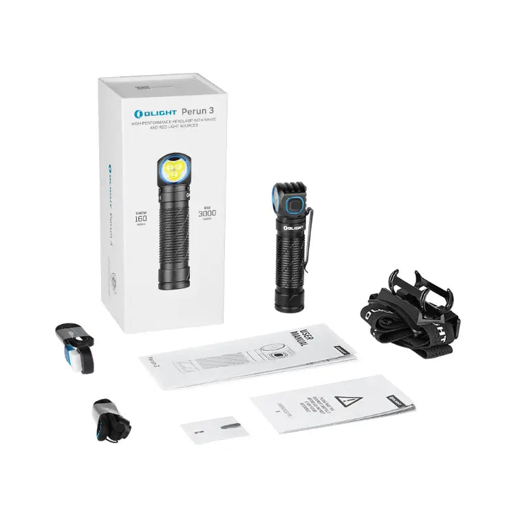 OLIGHT PERUN3BK Perun 3 Headlamp 3000 Lumens White Light and Red Light - Black