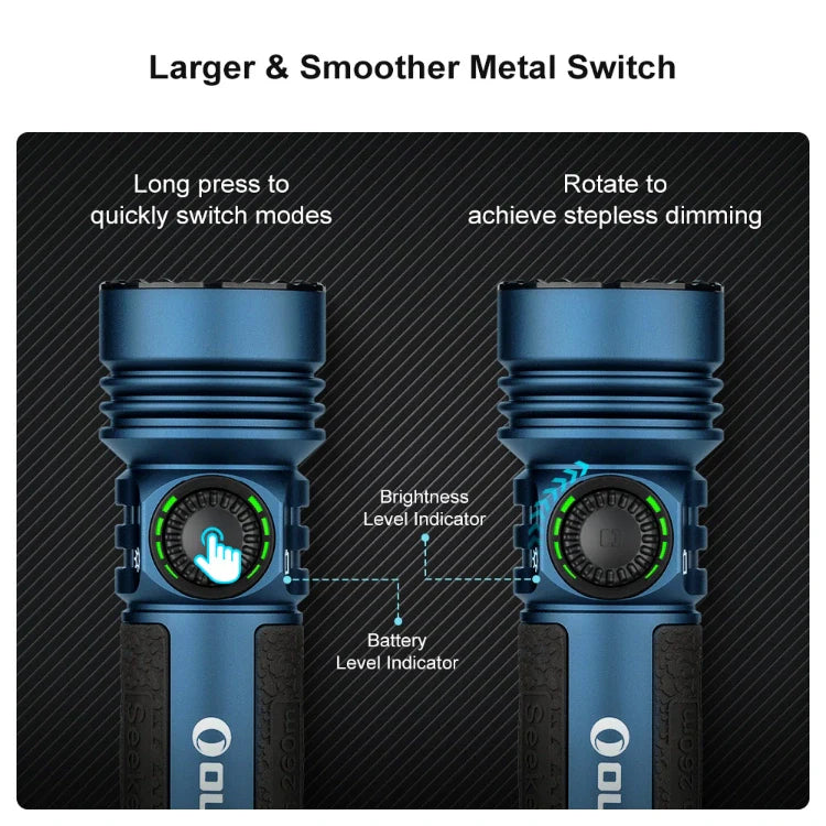 OLIGHT SEEKER4PROMNBUREGULAR Seeker 4 Pro High Power Flashlight - Midnight Blue CW(5700~7000K)