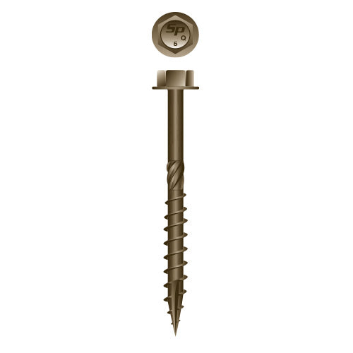 XH14050W - Strong Timber Unslotted Indented Hex Washer Head 1/4 x 5, Knurl, Type '17', WAR, Box of 500