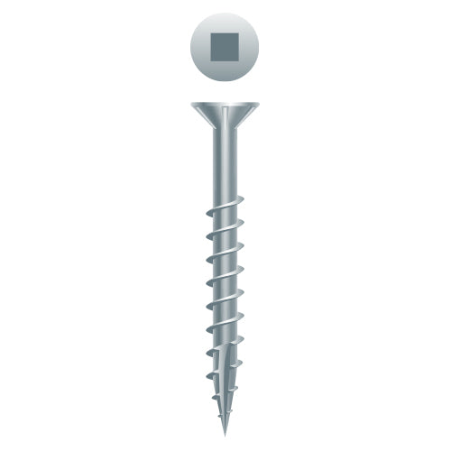 XQ948NZ - Strong-Point Square Drive Flat Head w/Nibs Particle Board Screws, Type '17', Zinc Plated, 9 x 3, Box of 2,000