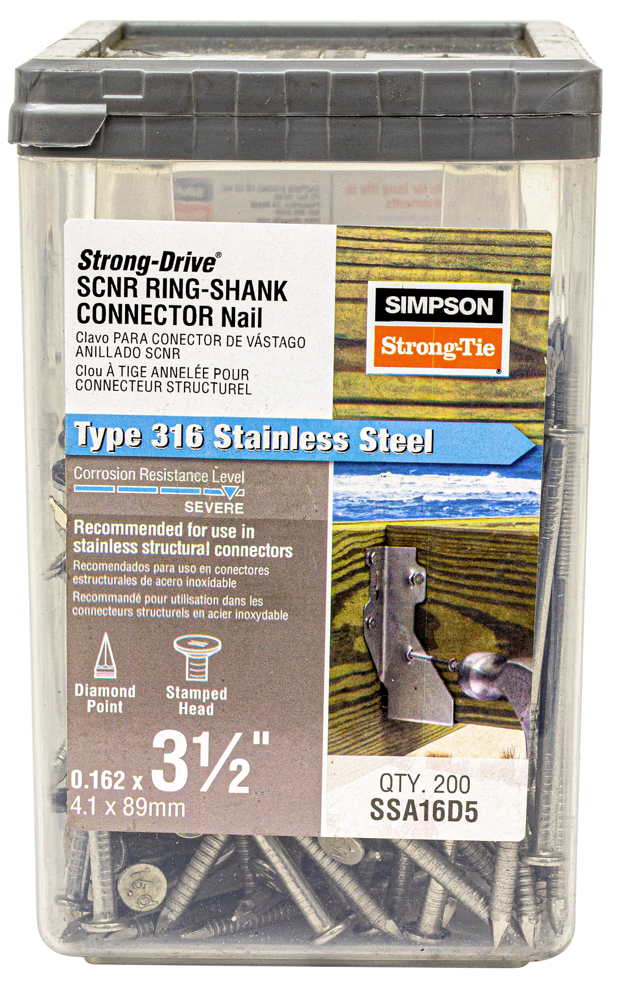 Simpson Strong-Tie SSA16D5 Strong-Drive® SCNR™ RING-SHANK CONNECTOR Nail — 3-1/2 in. x .162 in. Type 316 (200-Qty)