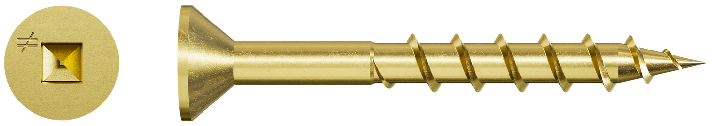 Simpson Strong-Tie WSC112S WSC Wood Screw (Collated) — #8 x 1-1/2 in. #2 Square, Flat Head, Yellow Zinc (2000-Qty)