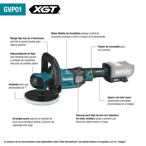 Makita GVP01Z 40V max XGT® Brushless Cordless 7" Polisher (Tool Only)