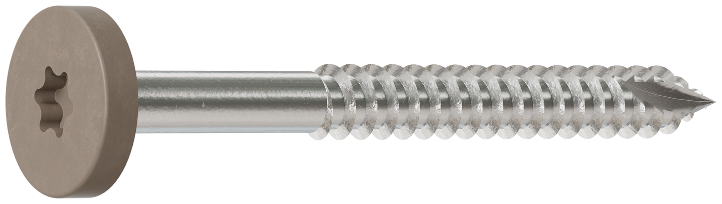 Simpson Strong-Tie T08175FS75GR01 Fascia Board Screw — #8 x 1-3/4 in. T-20 6-Lobe Pancake Head Type 316, Gray 01 (75-Qty) (Pack of 5)