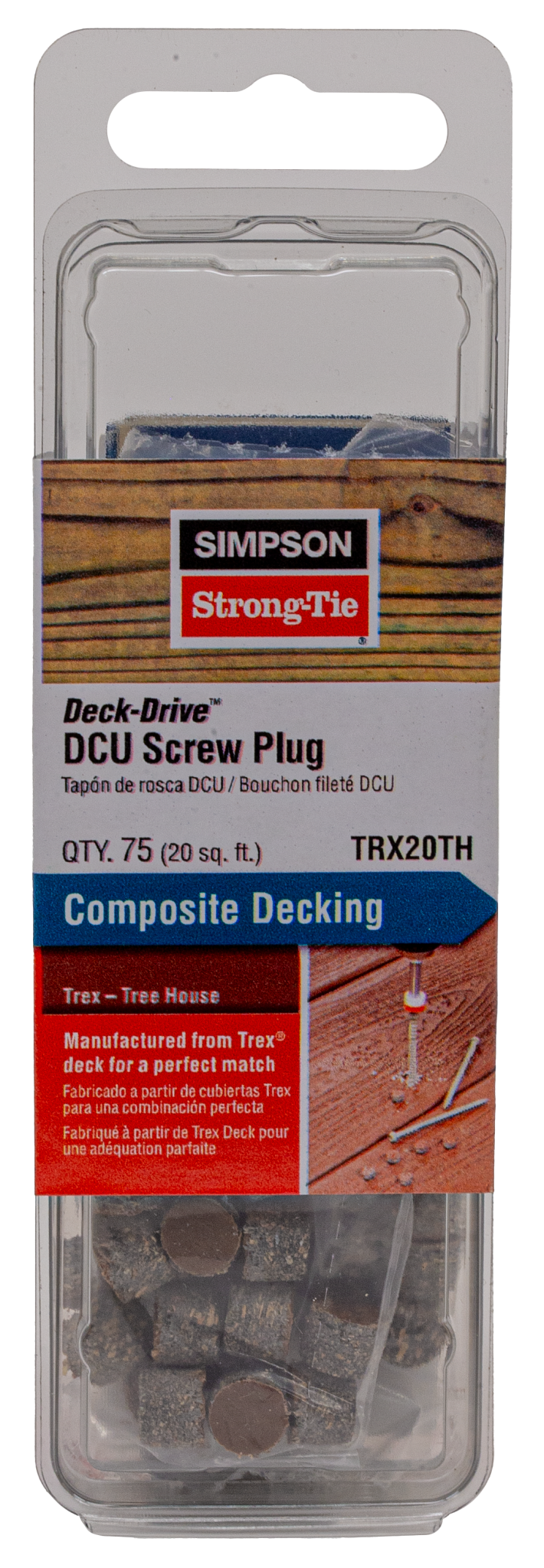 Simpson Strong-Tie TRX20TH Deck-Drive™ DCU Screw Plug — Trex Tree House (75-Qty) (Pack of 3240)