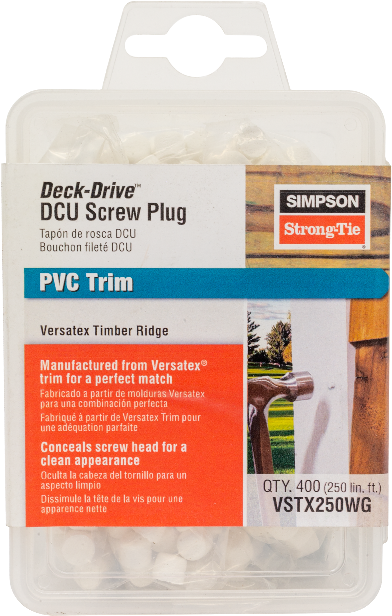 Simpson Strong-Tie VSTX250WG Deck-Drive™ DCU Screw Plug — Versatex Timber Ridge (400-Qty)