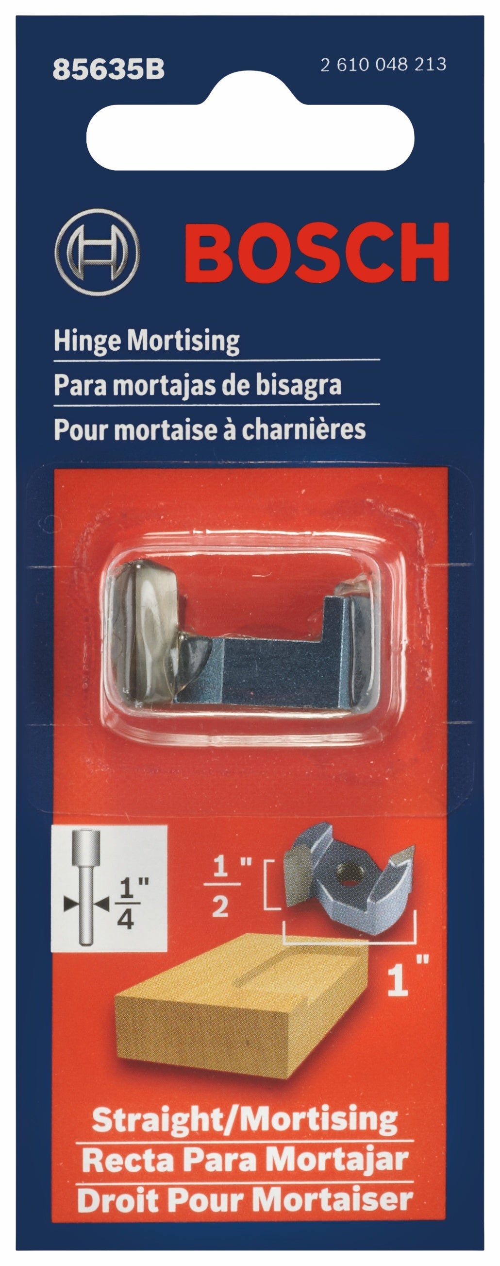 BOSCH 85635B 1 In. x 1/2 In. Carbide-Tipped Lock Mortising Router Bit