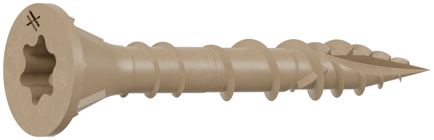 Simpson Strong-Tie DSVT114MB Deck-Drive™ DSV WOOD Screw — #8 x 1-1/4 in. T-25, Flat Head, Quik Guard®, Tan (1750-Qty)