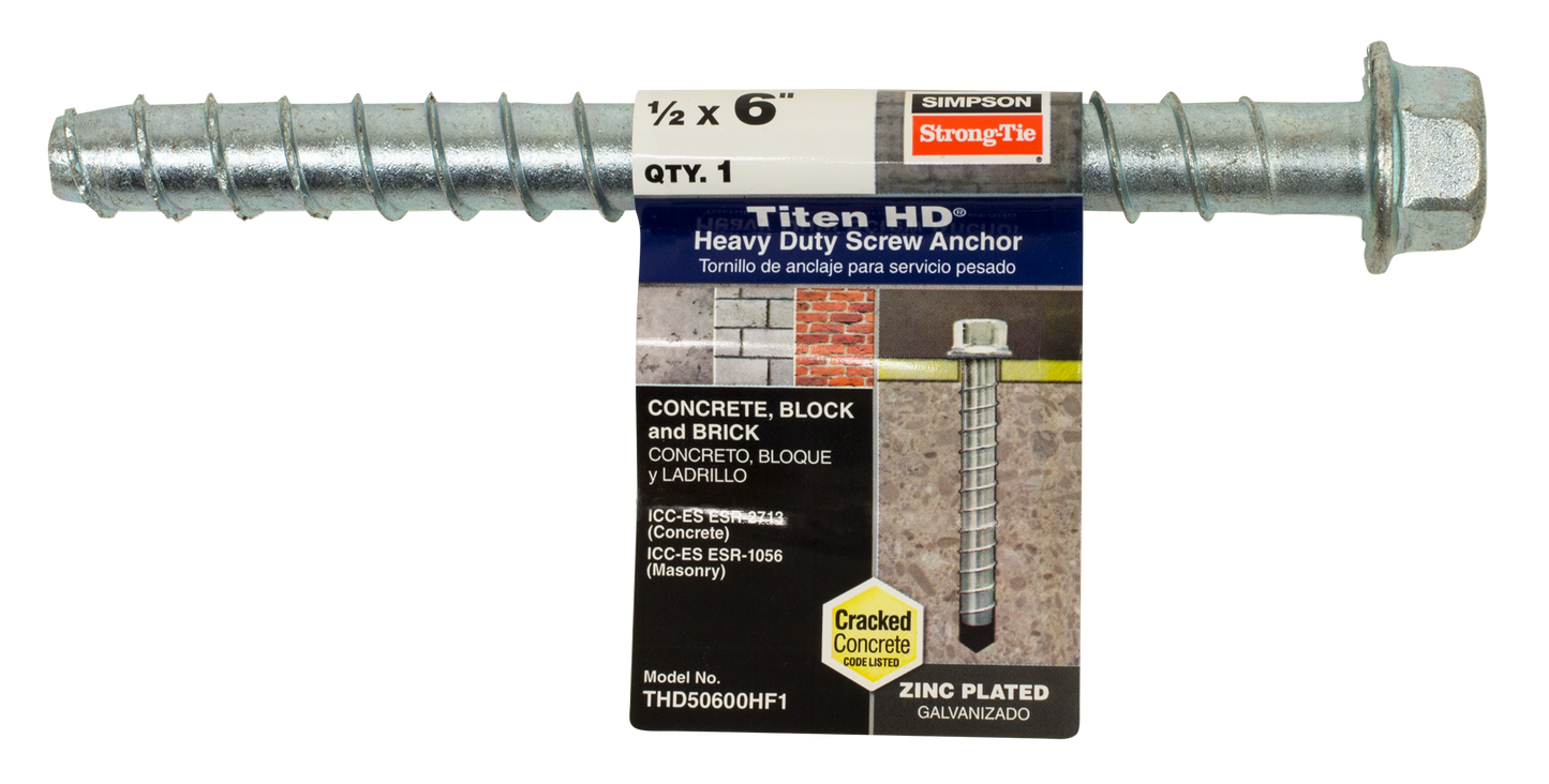Simpson Strong-Tie THD50600HF1 Titen HD® 1/2 in. x 6 in. Heavy-Duty Screw Anchor