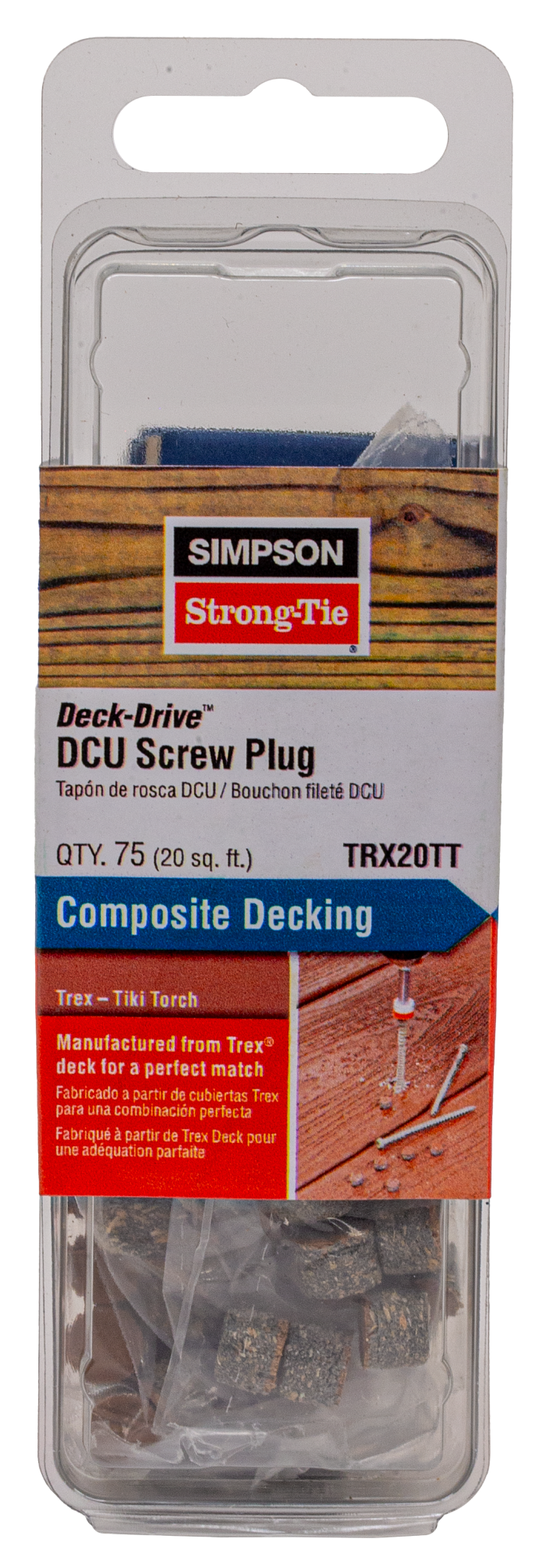 Simpson Strong-Tie TRX20TT Deck-Drive™ DCU Screw Plug — Trex Tiki Torch (75-Qty) (Pack of 5)
