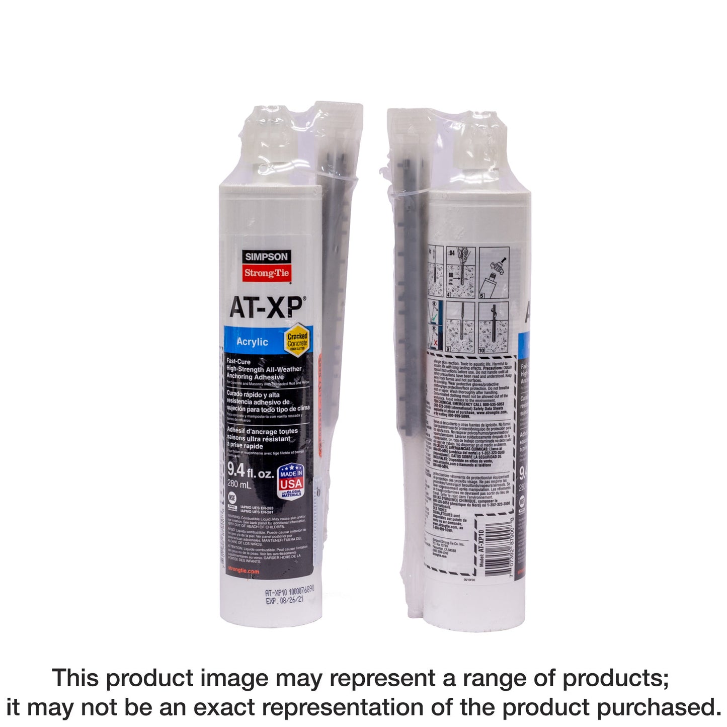 Simpson Strong-Tie AT-XP10 AT-XP® 9.4-oz. High-Strength Acrylic Anchoring Adhesive Cartridge w/ Nozzle (Pack of 6)