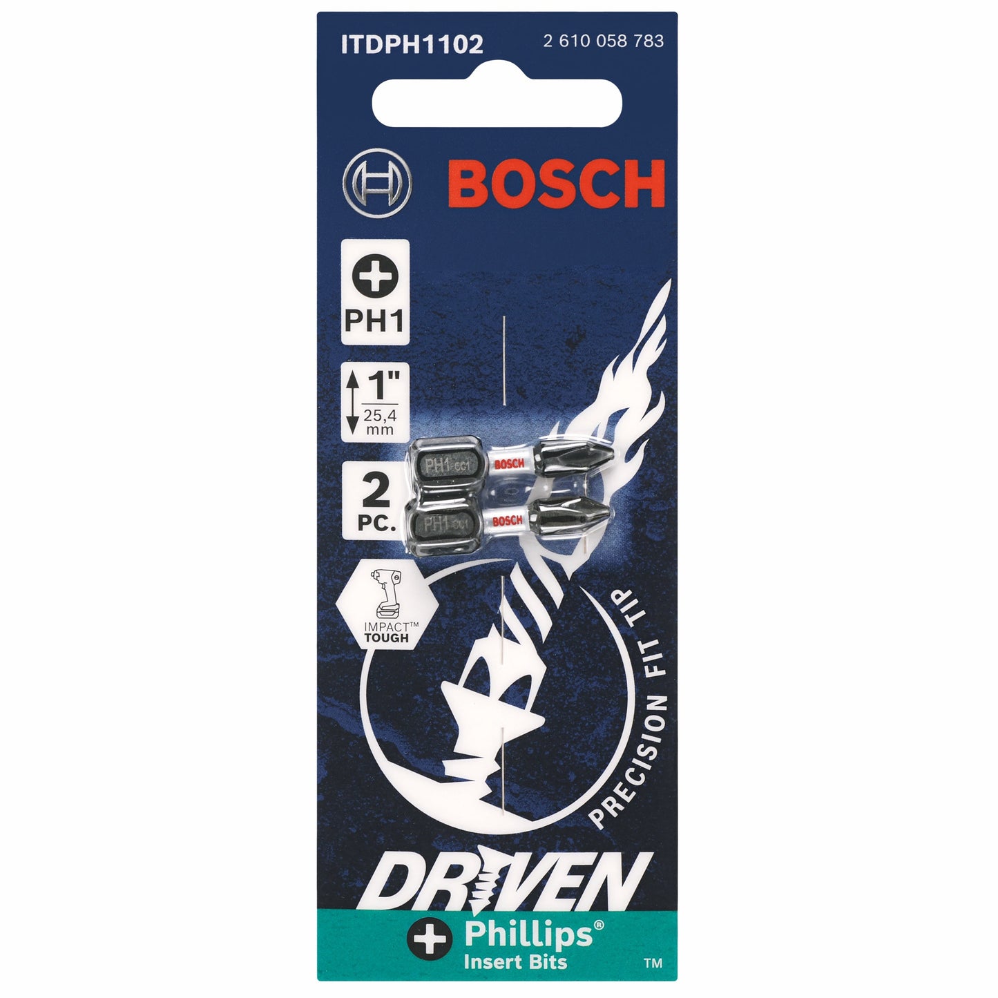BOSCH ITDPH1102 2 pc. Driven 1 In. Impact Phillips® #1 Insert Bits