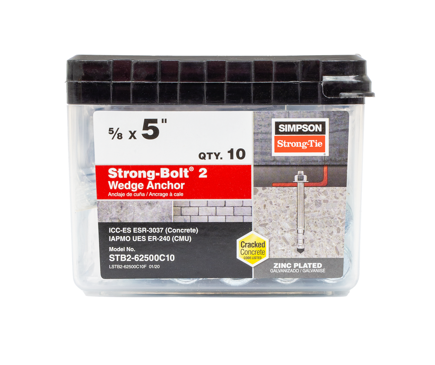 Simpson Strong-Tie STB2-62500C10 Strong-Bolt® 2 — 5/8 in. x 5 in. Wedge Anchor (10-Qty) (Pack of 4)