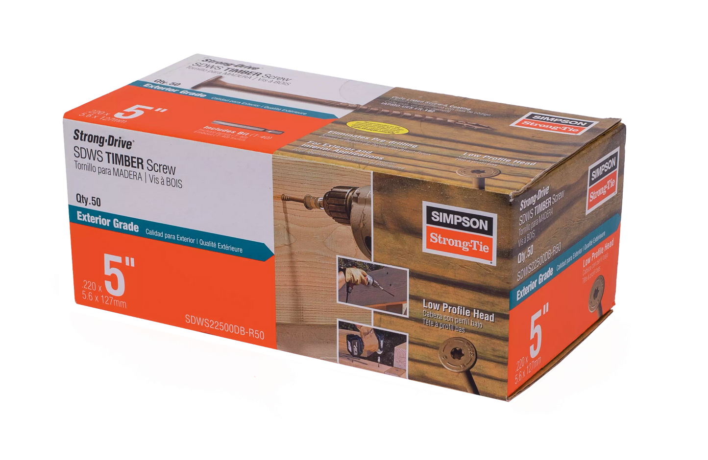 Simpson Strong-Tie SDWS22500DB-R50 Strong-Drive® SDWS™ TIMBER Screw (Exterior Grade) — 0.220 in. x 5 in. T40, Tan (50-Qty) (Pack of 360)