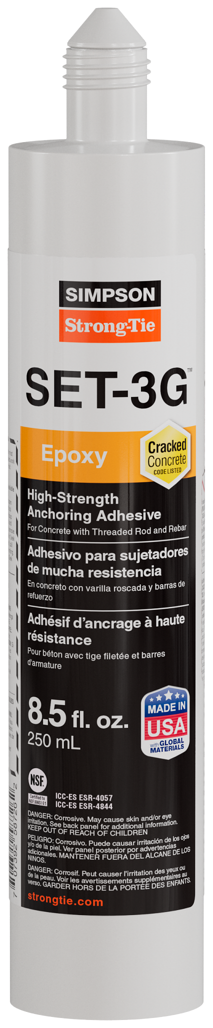 Simpson Strong-Tie SET3G10 SET-3G® 8.5 oz. High-Strength Epoxy Adhesive w/ 1 Nozzle and Extension