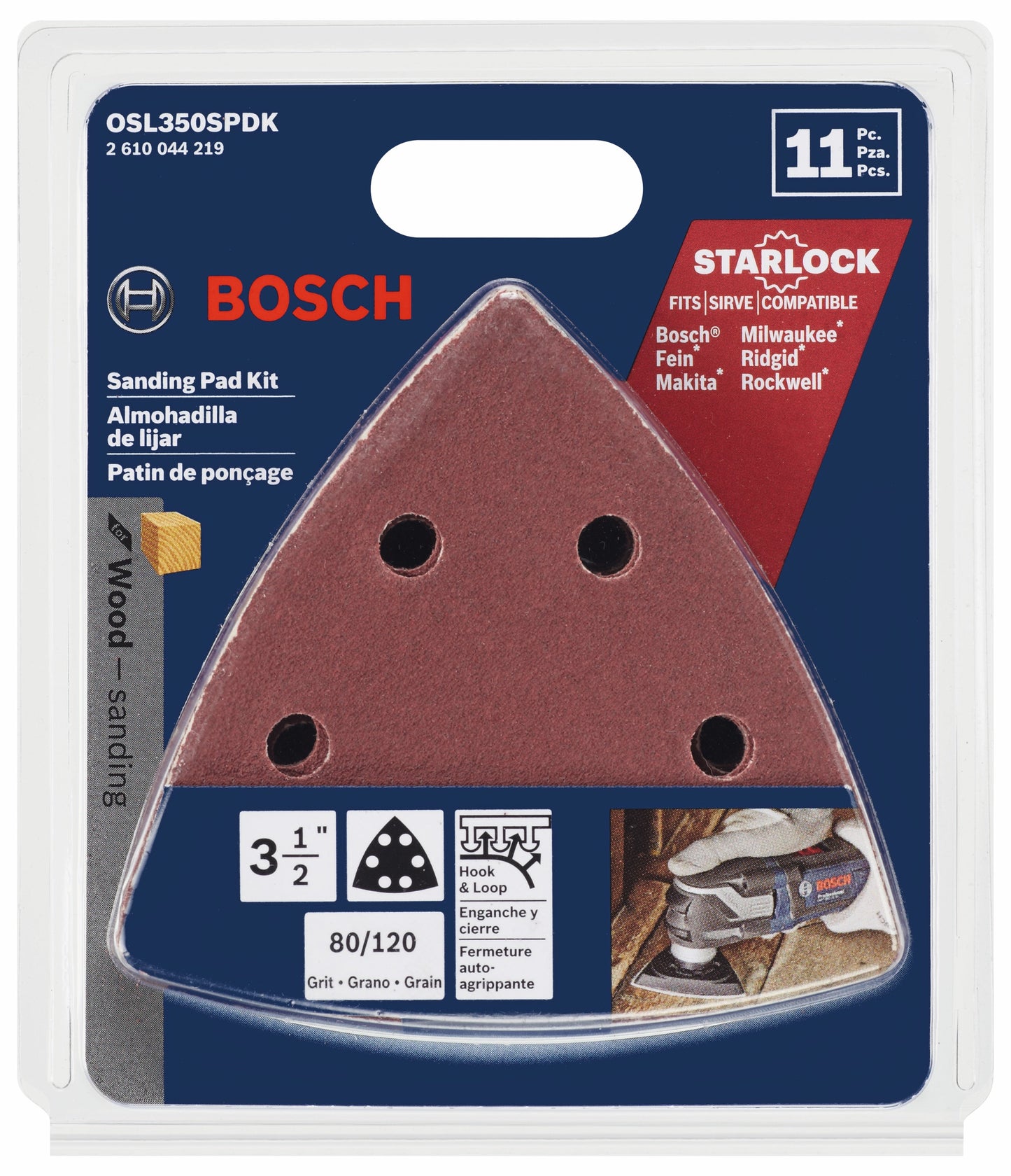 Kit de almohadillas de lijado delta para multiherramienta oscilante Starlock® BOSCH OSL350SPDK de 11 piezas