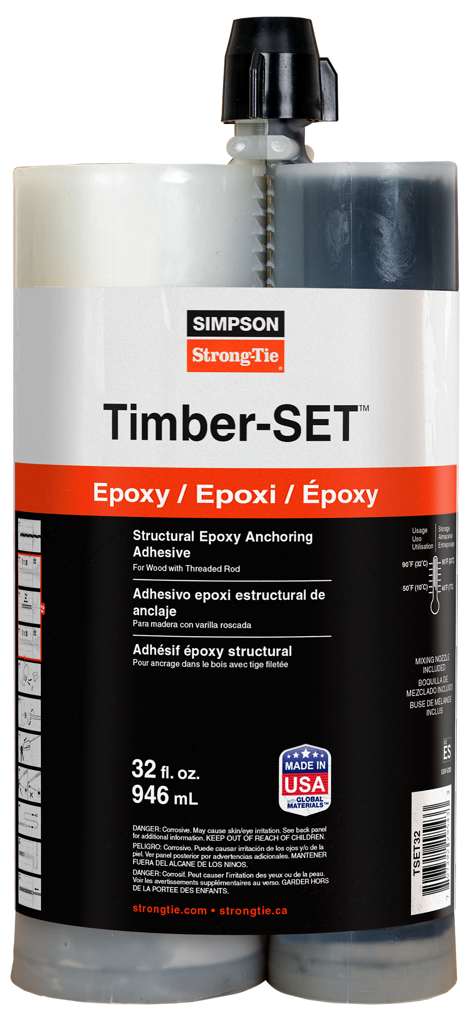 Simpson Strong-Tie TSET32 Timber-SET™ 32 oz. Structural Epoxy Anchoring Adhesive (Pack of 375)