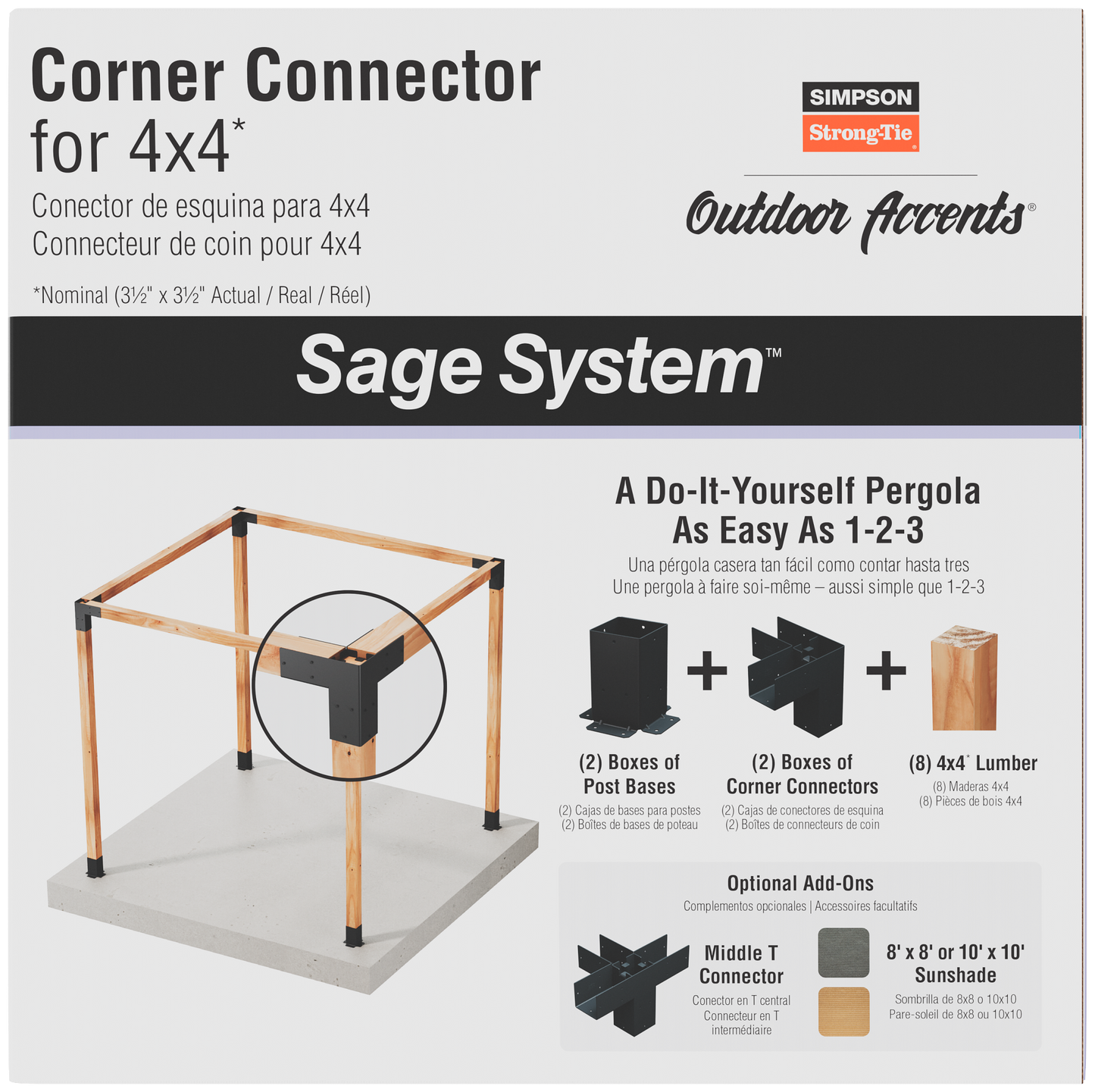 Simpson Strong-Tie SAGE-C44-KT2 Outdoor Accents® Sage System™ Black Powder-Coated Corner Connector for 4x4 with Screws (2-Qty) (Pack of 64)