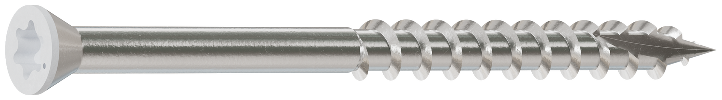 Simpson Strong-Tie T07225FT1WH01 Trim-Head Screw, 6-Lobe Drive — #7 x 2-1/4 in. T-15 Type 316, White 01(1 lb.)