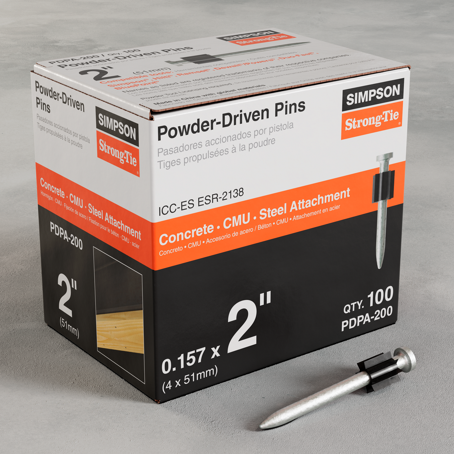 Simpson Strong-Tie PDPA-200 PDPA .157 in. x 2 in. Powder-Actuated Pin (100-Qty)