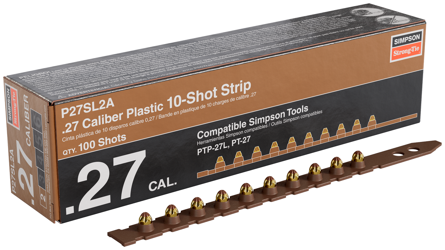 Simpson Strong-Tie P27SL2A P27SL 0.27-Caliber Plastic, Imported 10-Shot Strip Load, Brown (100-Qty)