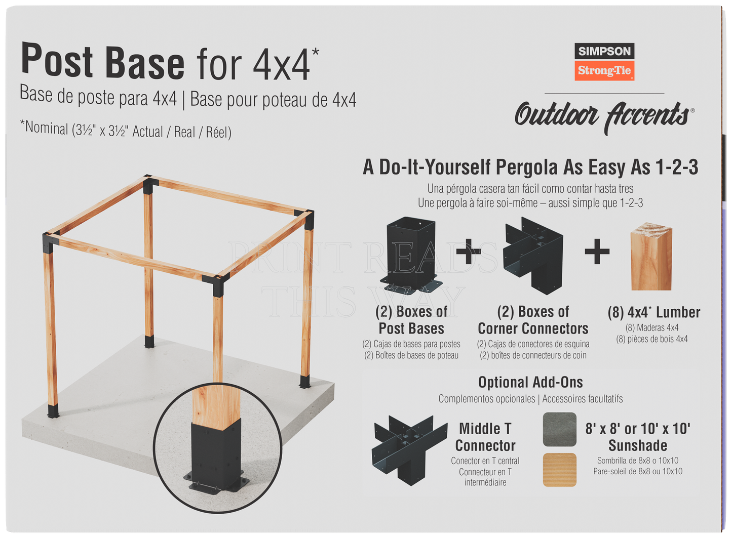 Simpson Strong-Tie SAGE-B44-KT2 Outdoor Accents® Sage System™ Black Powder-Coated Post Base for 4x4 with Screws (2-Qty) (Pack of 72)