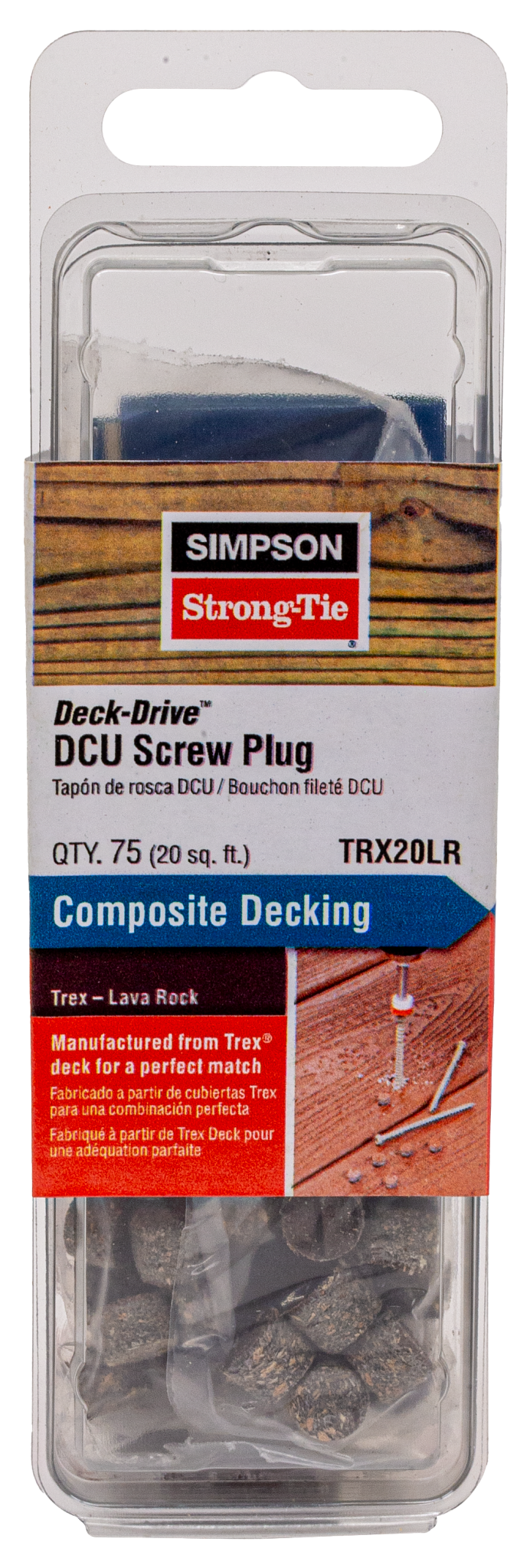 Simpson Strong-Tie TRX20LR Deck-Drive™ DCU Screw Plug — Trex Lava Rock (75-Qty) (Pack of 5)