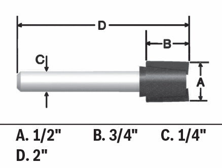 BOSCH 85249MC 1/2 In. x 3/4 In. Carbide-Tipped Hinge Mortising Router Bit