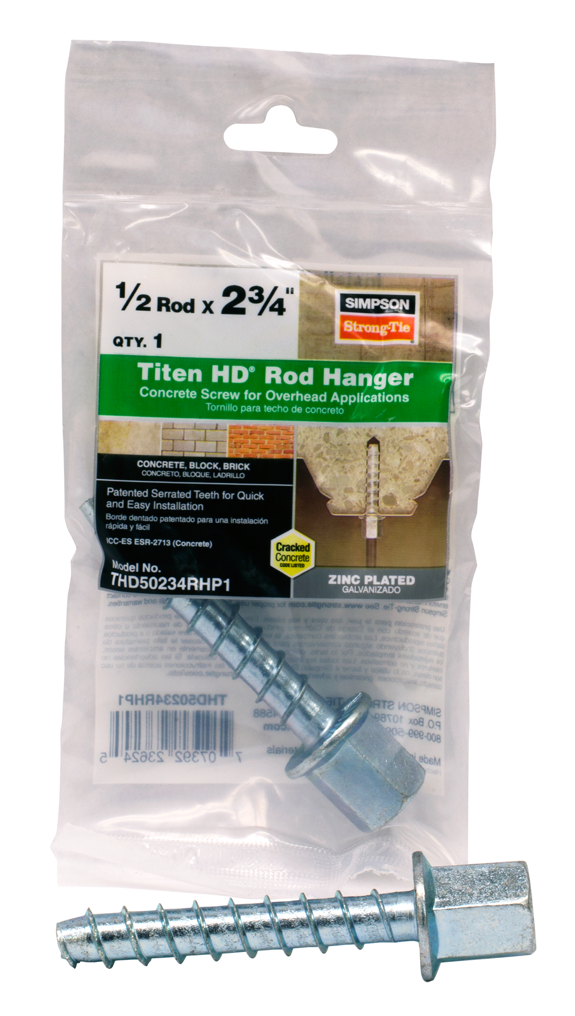 Simpson Strong-Tie THD50234RHP1 Titen HD® 3/8 in. x 2-3/4 in. Threaded Rod Hanger for 1/2 in. Rod