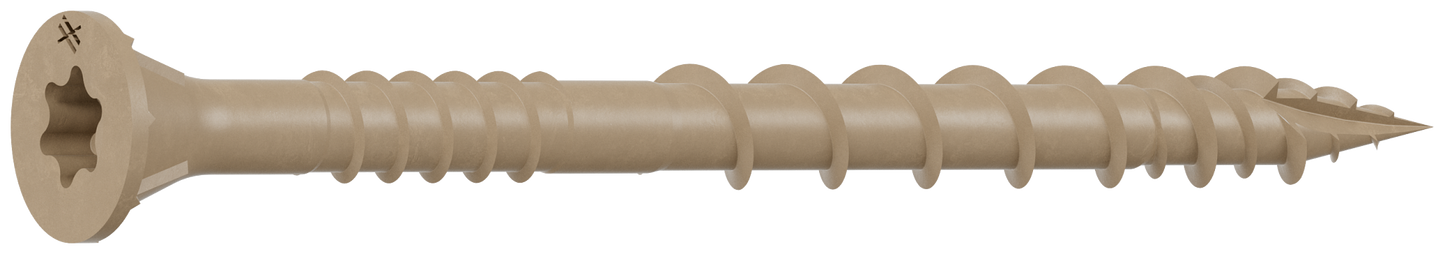 Simpson Strong-Tie DSVT212MB Deck-Drive™ DSV WOOD Screw — #10 x 2-1/2 in. T-25, Flat Head, Quik Guard®, Tan (1750-Qty) (Pack of 64)