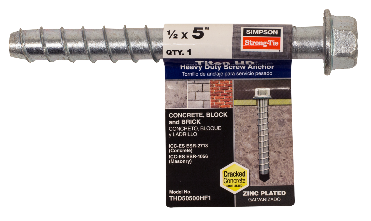 Simpson Strong-Tie THD50500HF1 Titen HD® 1/2 in. x 5 in. Heavy-Duty Screw Anchor (Pack of 6510)
