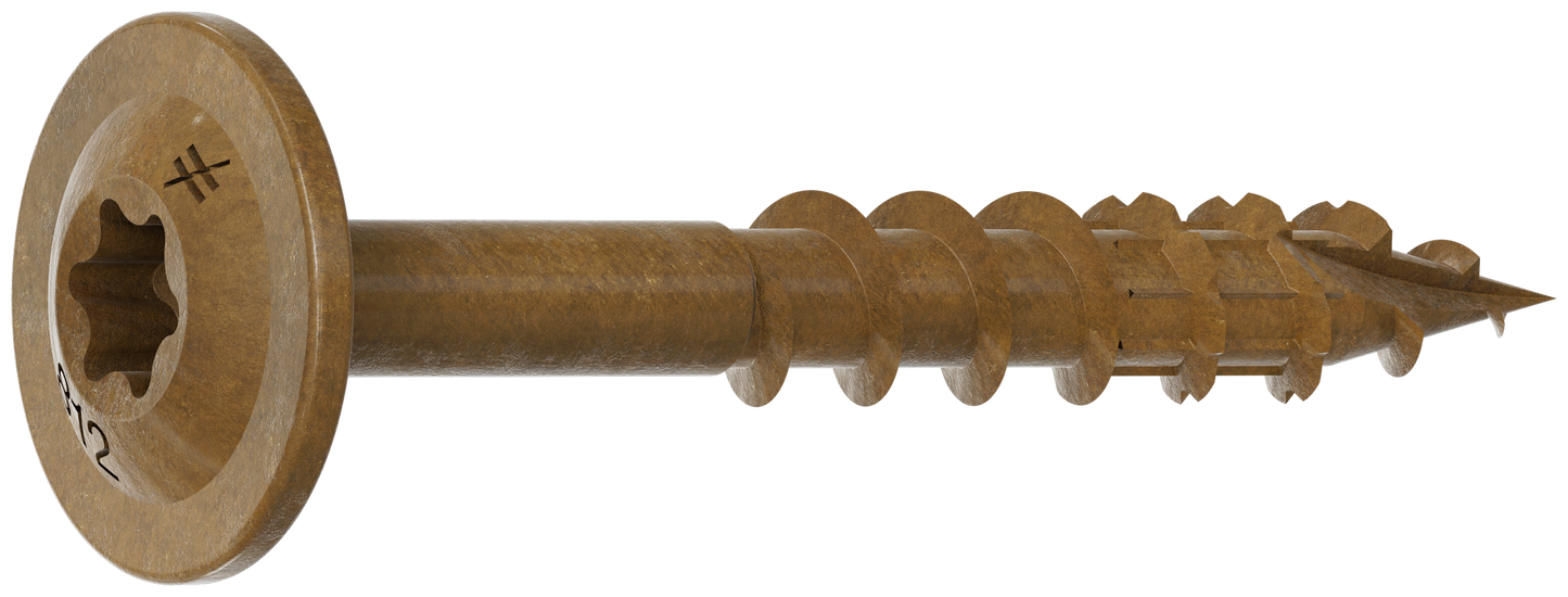 Simpson Strong-Tie CBT08114R100 Wafer-Head Construction Screw — #8 x 1-1/4 in. T20, Quik Guard®, Tan (100-Qty)