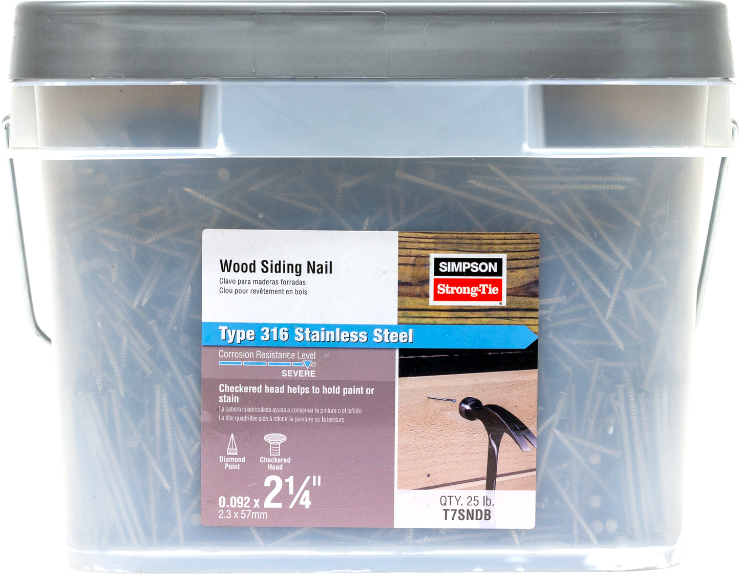 Simpson Strong-Tie T7SNDB Wood Siding Nail — 2-1/4-in. x .092-in. Type 316 Stainless Steel (25 lb.) (Pack of 64)