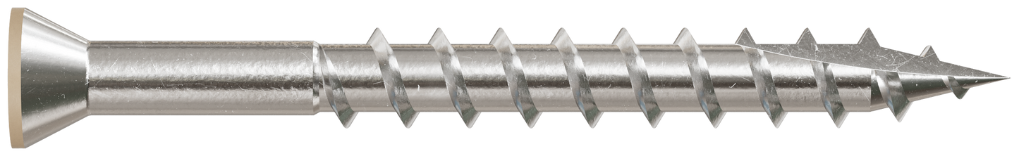 Simpson Strong-Tie T07162FT70TN Trim-Head Screw, 6-Lobe Drive — #7 x 1-5/8 in. T-15 Type 316, Tan (70-Qty)