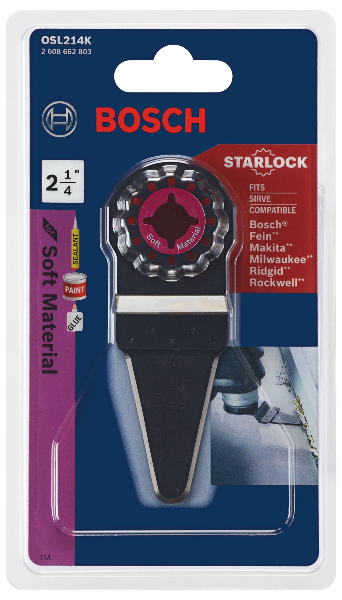 Hoja de calafateo oscilante Starlock® de 2-1/4 pulg. para multiherramienta BOSCH OSL214K