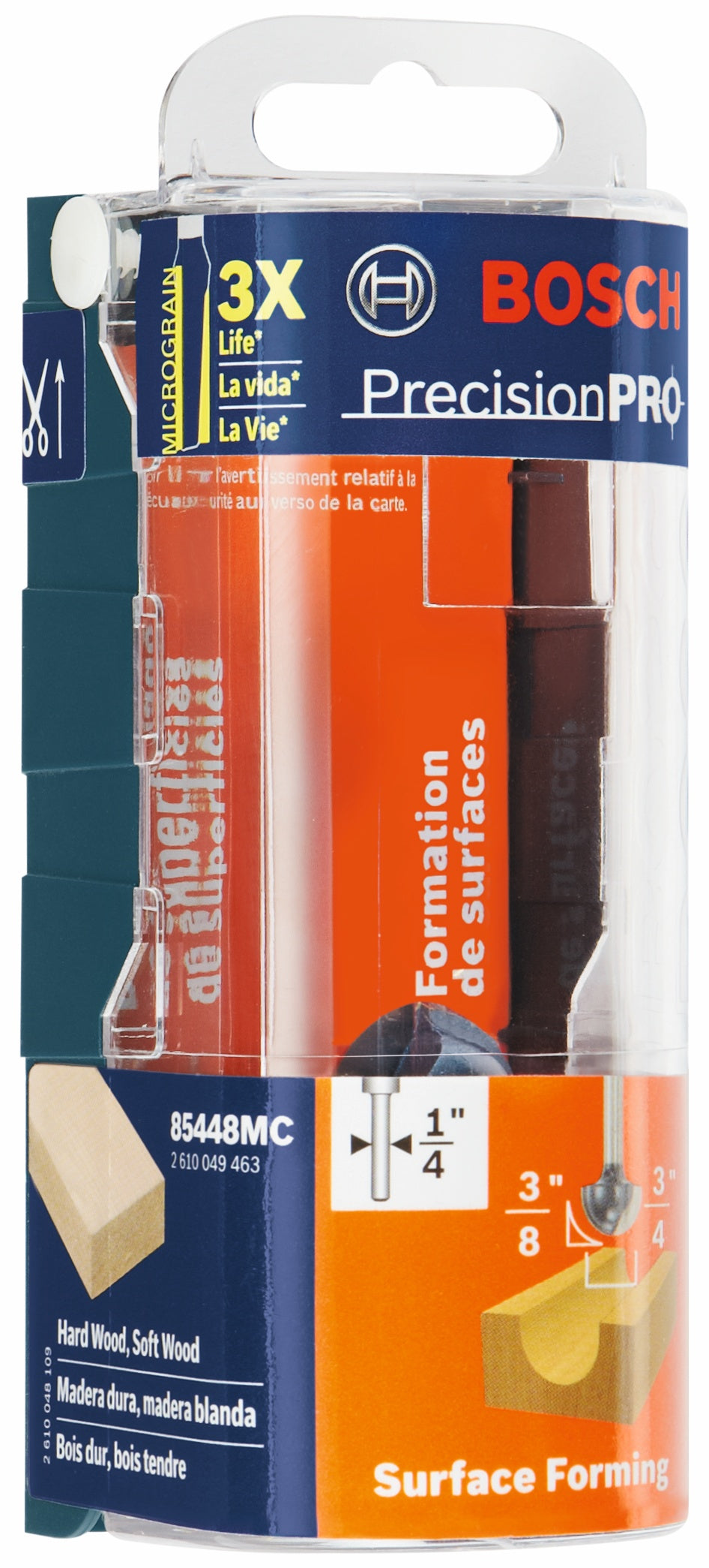 Broca fresadora de caja de núcleo con punta de carburo BOSCH 85448MC de 3/8 pulg. x 3/4 pulg.