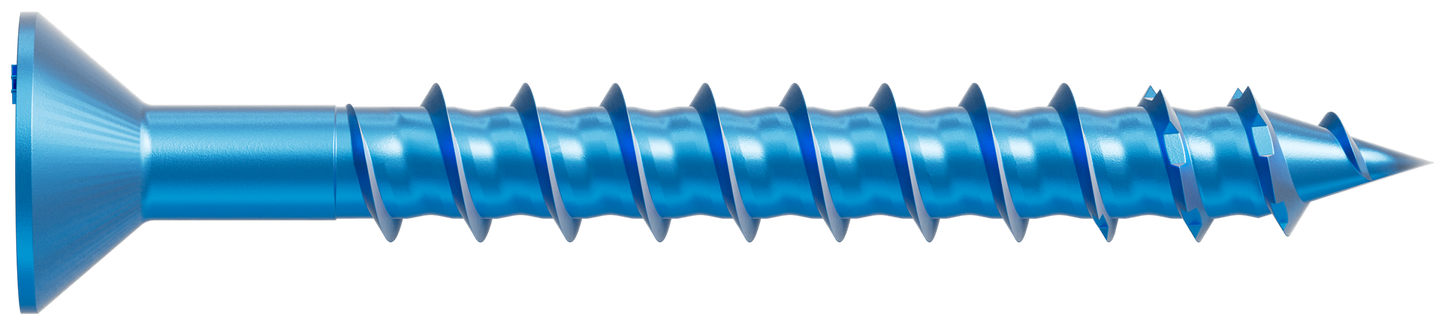 Simpson Strong-Tie TNT25214TFC8 Titen Turbo™ — 1/4 in. x 2-1/4 in. 6-Lobe Flat-Head Concrete and Masonry Screw, Blue (8-Qty)