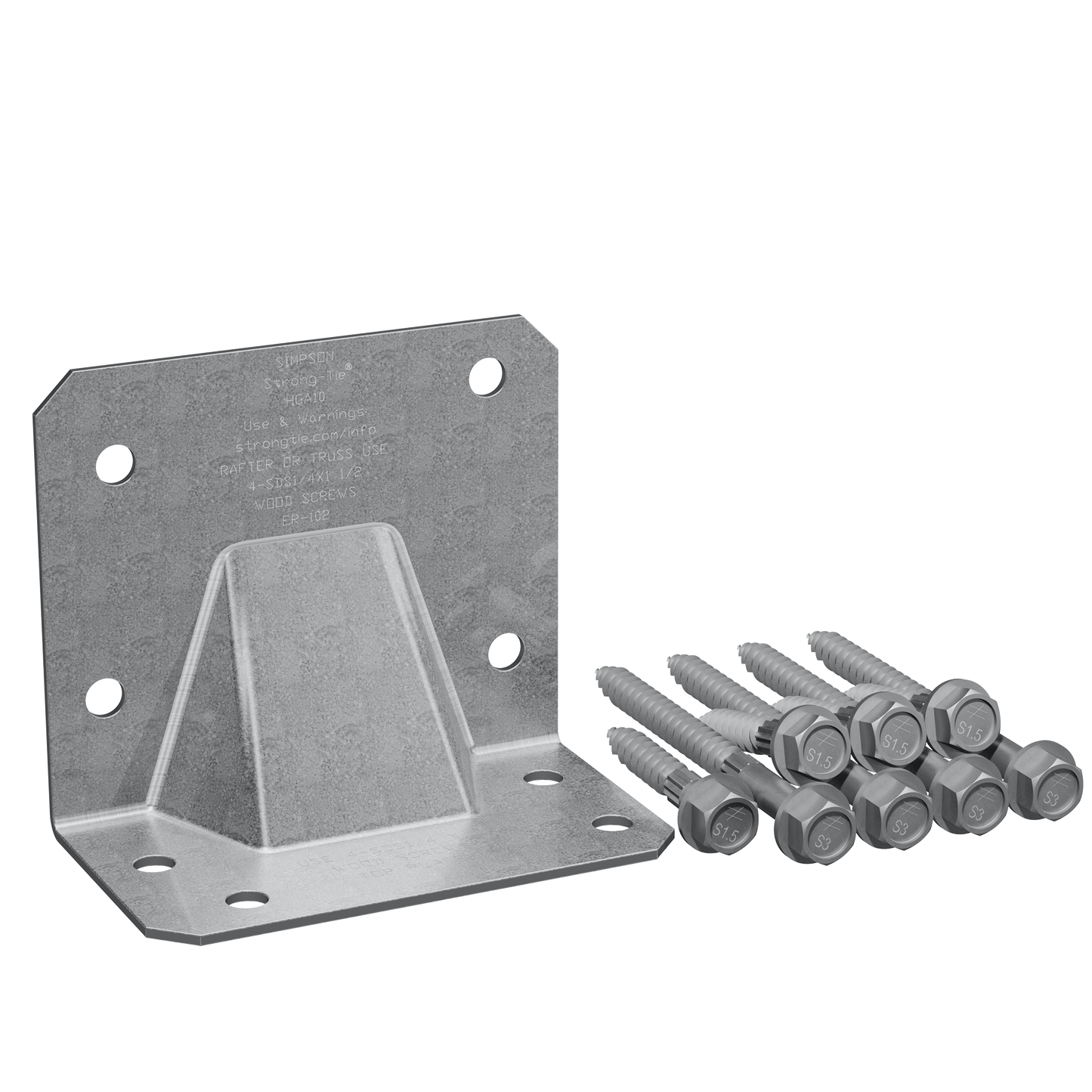 Simpson Strong-Tie HGA10KT HGA Galvanized Hurricane Gusset Angle with SDS Screws (10-Qty) (Pack of 6)