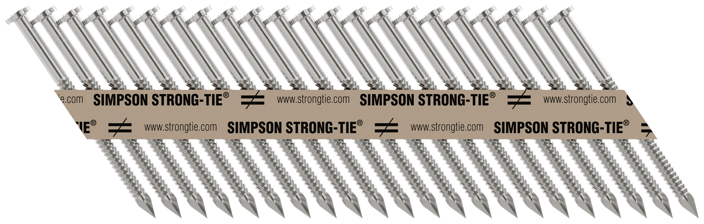 Simpson Strong-Tie T9A250MCN Strong-Drive® 33° SCNR™ RING-SHANK CONNECTOR Nail — 2-1/2 in. x .148 in. Type 316 (1000-Qty) (Pack of 4)